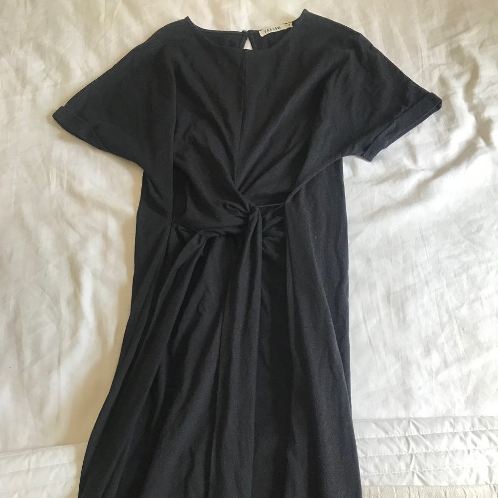 Farrow twisted front, tie dress with front slit